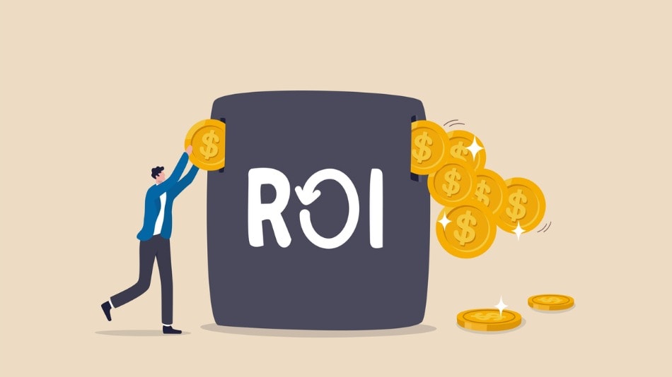 Moneda de inversión de las empresas en la caja de ROI para obtener retorno de la inversion