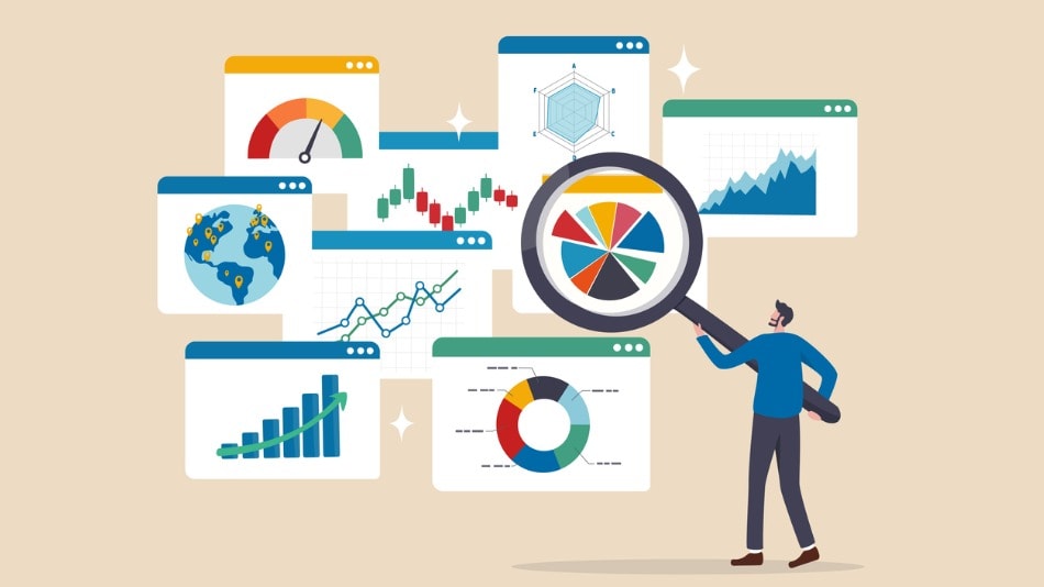 Business Intelligence y Business Analytics con diferentes gráficos